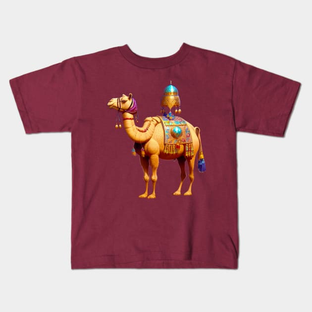 Cosmic Arabic Camel Kids T-Shirt by Nobiya